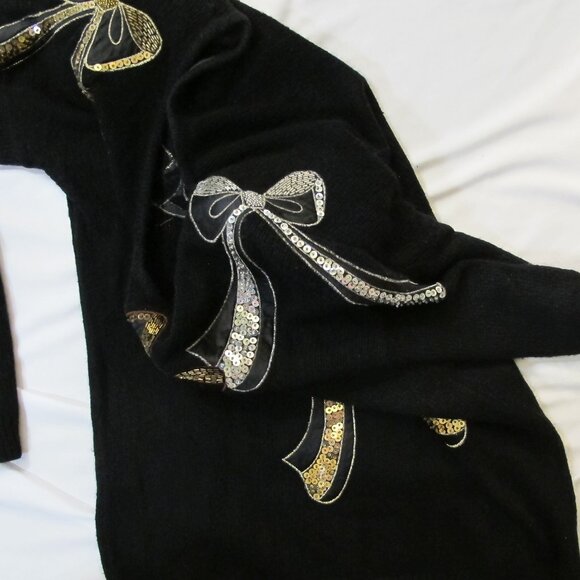 Holiday black silk/angora blend sweater   S - Picture 6 of 9